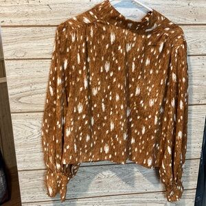 Apt. 9 Brown and White Patterned Blouse